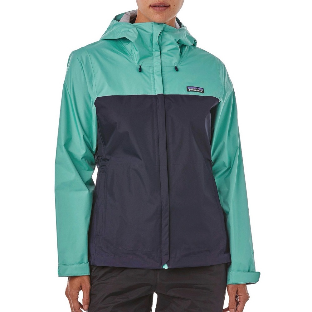 Patagonia Women's Teal and Charcoal Rain Jacket